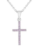 beautiful small silver prong set cz cross baby necklace